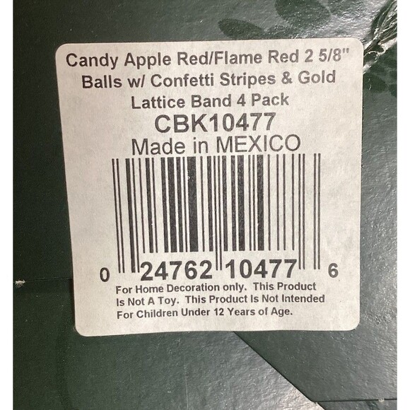 Krebs Glass Christmas Ornaments Candy Apple Red Flame Stripes & Lattice 2 Boxes - Picture 6 of 15